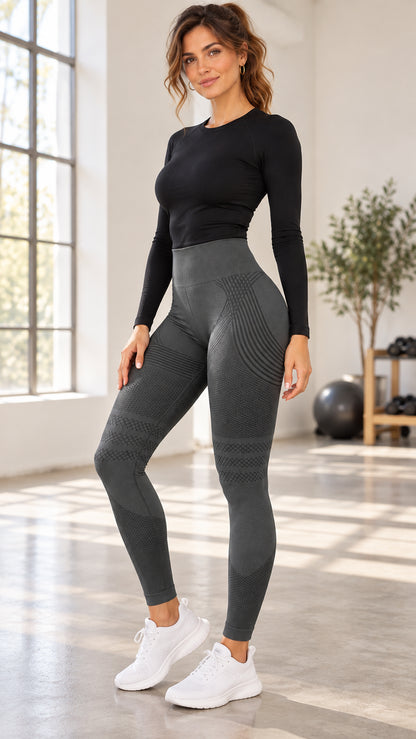 Legging Taille Haute à Motifs Texturés
